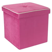 Pojednostavljeni sklopivi baršunasti otoman za pohranu u ružičastoj boji