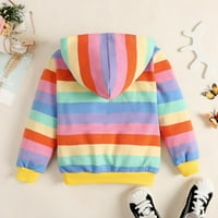 Monfince Toddler Baby Boy Dječak Rainbow Stripe Zip-up jakna kapuljača Twieir Svijetli zimski kaput Outlear Plava