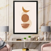 DesignArt 'Oblici sunca i mjeseca u retro terakotskom tonovima iv' Moderni uokvireni umjetnički tisak