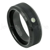Crni rub za volframove prstena - 0,07CT pasijans peridot prsten - Personalizirani vjenčani prsten za volfram -