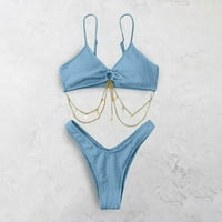 Ženski kupaći kostimi bikini setovi za žene ženske čvrste boje podijeljeni seksi bikini plaža kupaći kostim plava