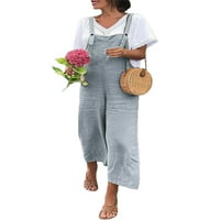 Ženske jednobojne Duge hlače za odmor u donjem rublju, Ženski casual kombinezon s džepovima, široki kombinezoni
