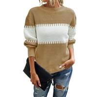 Ženska Moda dugi rukavi Okrugli izrez odgovarajuće boje labavi vrhovi bluza pleteni džemper širokog kroja mekani