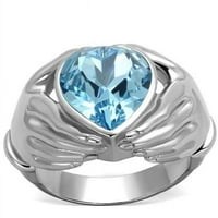 Ženski prsten od poliranog nehrđajućeg čelika s vrhunskim kristalima akva - Veličina 6