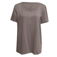 Ženske majice za žene, ženske Ležerne majice s izrezom u obliku slova u, jednobojne bluze kratkih rukava, majice