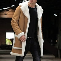 Zimske Krznene jakne za muškarce, udobni topli prozračni Kaputi dugih rukava, Vintage vanjske jakne, žuta, bijela