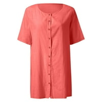 Ženske majice plus size ženske jednobojne Ženske bluze do lakta s izrezom u obliku slova u, Ležerne košulje za