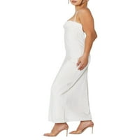 Ženska ljetna haljina Midi a-lista, Bez rukava, naramenice, čipkasto poprsje, jednobojna duga haljina