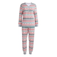 Odgovarajuće obiteljske božićne pidžame na pruge Od sobova i pahuljica za žene, odjeća za slobodno vrijeme sa