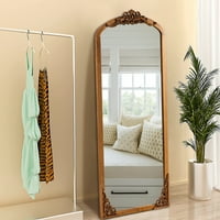 Drveno lučno ogledalo, zidno ogledalo, Vintage Ukrasno Ogledalo za dnevnu sobu spavaće sobe 65 922