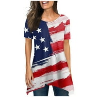 Vrhovi američke zastave s američkom zastavom, modna ljetna široka majica s okruglim vratom s printom, ležerna