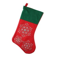 19 Crveno i zeleno osjetilo božićnu čarapu sa snježnim pahuljicama