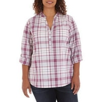 Ženska casual pletena košulja s dugim rukavima veličine plus