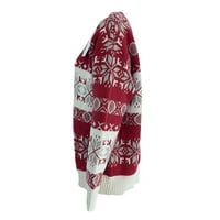 & Božićni ženski pleteni džemper s dugim rukavima jesen-zima ženski pulover s printom snijega pleteni vrhovi s