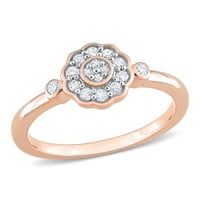 Ženski dijamantni prsten od ružičastog zlata od ružičastog zlata s bljeskalicom prekriven cvjetnim uzorkom Od