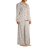 Pidžama Set od pidžame s tradicionalnim stojećim ovratnikom i dugim rukavima, gornjim dijelom i hlačama