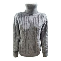 Ženski puloveri, džemperi, Modni Ženski jednobojni pleteni džemperi s visokim vratom, bluza s dugim rukavima,