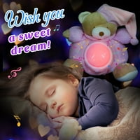 Glazbeno LED svjetlo za umirenje medvjedića, plišana životinja zaglađuje bebu prije spavanja, dječji ljubimac,