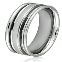 Obalni nakit polirani prsten s utorima od nehrđajućeg čelika
