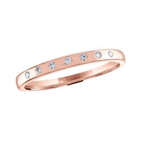 14k ružičasti zlatni dijamantni prsten s naglaskom