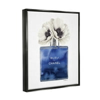 Stupell Industries modni dizajner parfem cvijet plavi akvarel Jet Crni uokvireni plutajući platno zidna umjetnost,