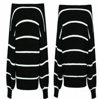 Prugasti pleteni džemper procuri na rame od lampiona džemper ženke