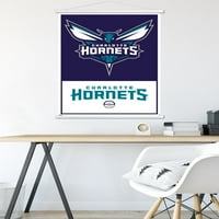 Charlotte Hornets - plakat za zid logotipa s drvenim magnetskim okvirom, 22.375 34