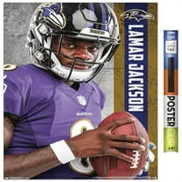 Baltimore Ravens - drveni magnetski uokvireni Zidni plakat Lamar Jackson, 22.375 34