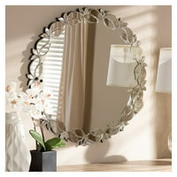 Ogledalo za zid u stilu i ultra moderno okruglo ogledalo sa srebrnom završnom obradom latica s naglaskom na lišću,veleprodaja