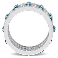 Ženski prsten od srebra od srebra sa londonskim plavim topazom i bijelim topazom u baguetteu izrezanom od 6K srebra.