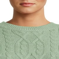 Debitantski Ženski ošišani džemper-prsluk pleten kabelom u donjem dijelu leđa