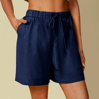 Ženske kratke hlače za vježbanje s džepovima, Ležerne jednobojne hlače visokog struka, elastične kratke hlače