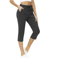 Ženske kapri hlače s elastičnim strukom u struku, ljetne hlače za planinarenje i vježbanje