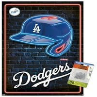 Los Angeles Dodgers - neonski plakat na zidu s kacigom s gumbima, 14.725 22.375