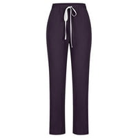 Ženske Ležerne široke hlače u boji, jednobojne, s elastičnim strukom, široke duge hlače s džepom za kontrolu trbuha,