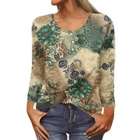 Bluze za Žene, Ležerne dukserice s rukavima, majice s cvjetnim printom, puloveri s izrezom u obliku slova a, vrhovi,