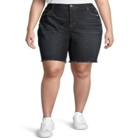 Terra & Sky Women's Plus Size Bermuda kratke hlače s pokvarenim rubom