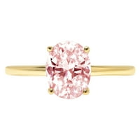 2.0CT ovalni rez ružičasti simulirani dijamant 18k Angažiranog prstena za angažiranje žutog zlata Veličina 10.75