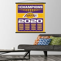 Los Angeles Lakers - Zidni plakat prvaka s drvenim magnetskim okvirom, 22.375 34