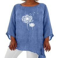 Grianlook Ladies majice majice majice majice za vrat majica Žene prozračno pulover meka maslačka tiskana bluza