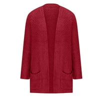 Zimski kaputi za žene Rasprodaja ženska ležerna jednobojna pletena dvostruka torba srednje duljine kardigan džemper