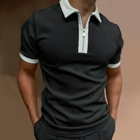 majice Muška ležerna bluza s patentnim zatvaračem s ovratnikom, obična košulja kratkih rukava