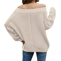 Džemperi za žene, pulover, Zima-Jesen, ležerni topovi s dugim rukavima Plus veličine, jednobojni široki pleteni