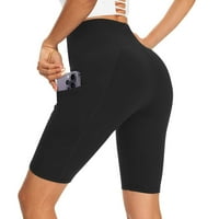Joga kratke hlače ženske ljetne kratke hlače za žene s visokim strukom za jogu u jednobojnoj crnoj boji