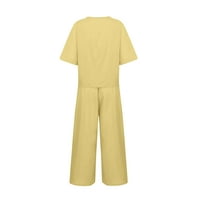Lanene hlače ženske ljetne garniture za slobodno vrijeme za žene hlače od dva seta za žene žute 3 inča
