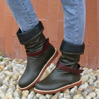 Boots se bavi juebong ženskim cipelama moda okrugli nožni prst srednje pete s visokim bačvama vitez retro duge