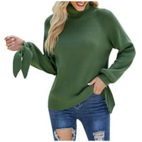 Džemper za ženske duge rukave kornjača labave krute boje vrhovi bluza pleteni džemper