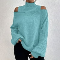 Ženski pulover jesen-zima džemper casual dolčevita s običnim rukavima pletene ženske široke modne šik majice džemper