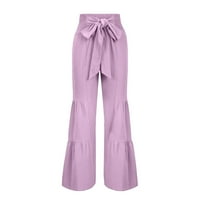 Ženske lagane hlače Ženski trendovi Ležerne hlače visokog struka s elastičnim vezicama u struku, jednobojne široke