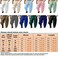 Muške lanene hlače, jednobojne ljetne hlače s elastičnim strukom, lagane hlače za trčanje u tamno sivoj boji